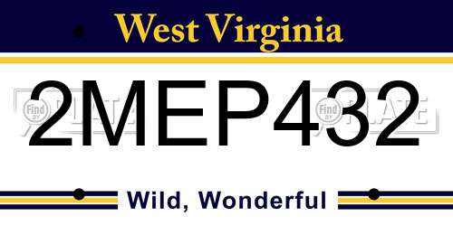 2MEP432 West Virginia License Plate