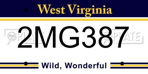 2MG387 West Virginia License Plate