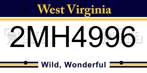 2MH4996 West Virginia License Plate