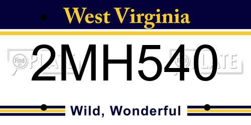 2MH540 West Virginia License Plate