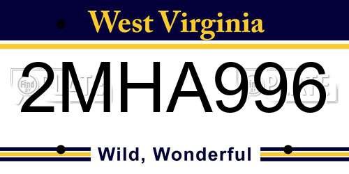 2MHA996 West Virginia License Plate