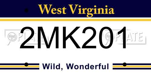 2MK201 West Virginia License Plate