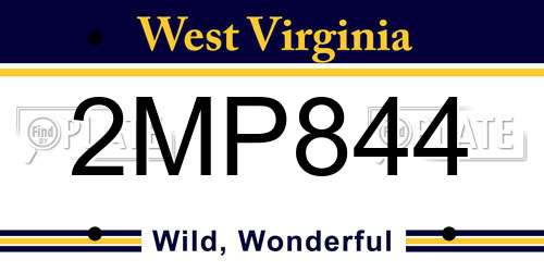 2MP844 West Virginia License Plate