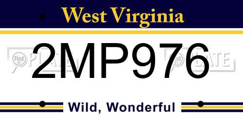 2MP976 West Virginia License Plate
