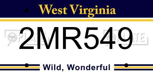 2MR549 West Virginia License Plate