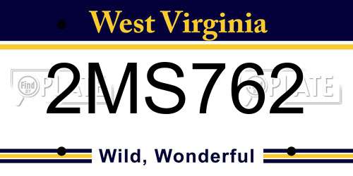 2MS762 West Virginia License Plate
