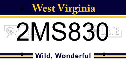 2MS830 West Virginia License Plate