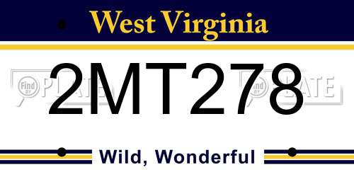 2MT278 West Virginia License Plate