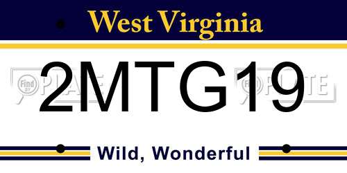 2MTG19 West Virginia License Plate