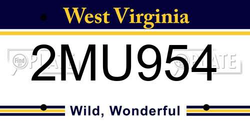 2MU954 West Virginia License Plate