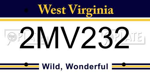 2MV232 West Virginia License Plate