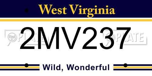 2MV237 West Virginia License Plate