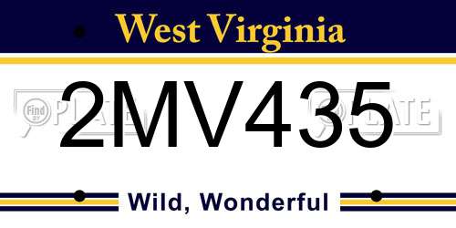 2MV435 West Virginia License Plate