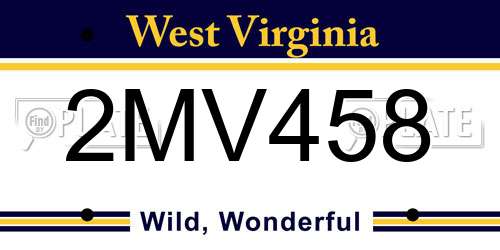 2MV458 West Virginia License Plate