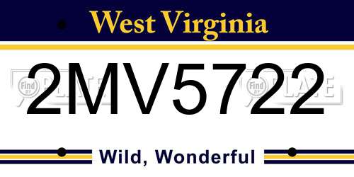 2MV5722 West Virginia License Plate