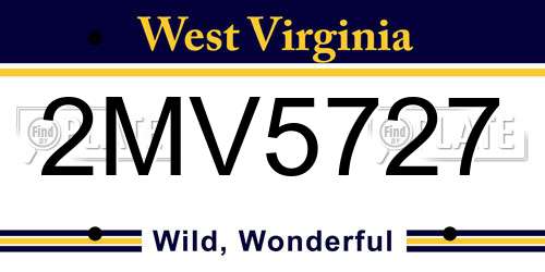 2MV5727 West Virginia License Plate