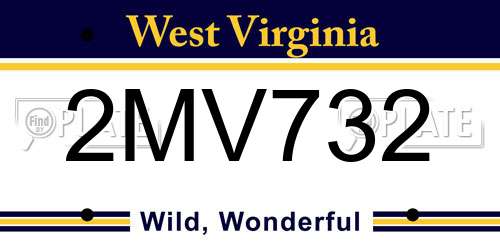 2MV732 West Virginia License Plate