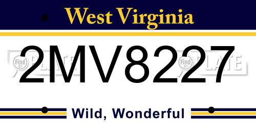 2MV8227 West Virginia License Plate