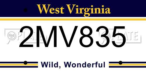 2MV835 West Virginia License Plate