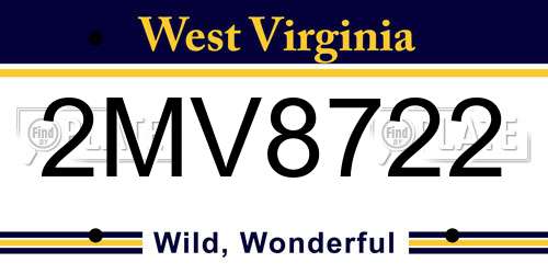 2MV8722 West Virginia License Plate