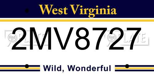 2MV8727 West Virginia License Plate