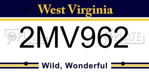 2MV962 West Virginia License Plate