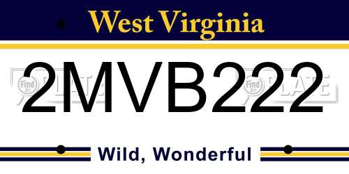 2MVB222 West Virginia License Plate