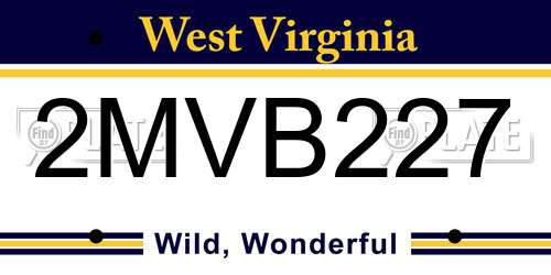 2MVB227 West Virginia License Plate
