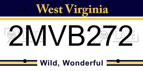 2MVB272 West Virginia License Plate