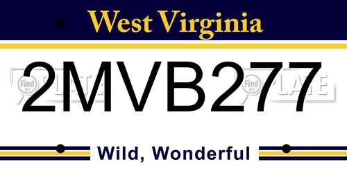 2MVB277 West Virginia License Plate