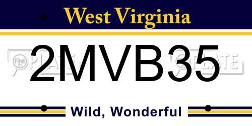 2MVB35 West Virginia License Plate