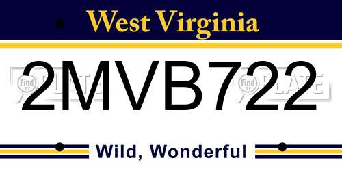 2MVB722 West Virginia License Plate