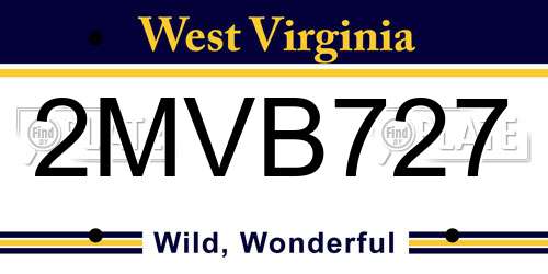 2MVB727 West Virginia License Plate