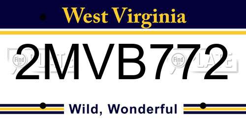 2MVB772 West Virginia License Plate