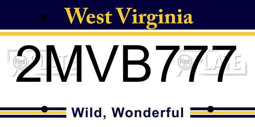 2MVB777 West Virginia License Plate
