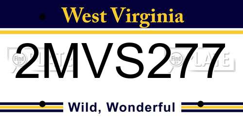 2MVS277 West Virginia License Plate