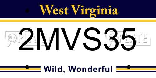 2MVS35 West Virginia License Plate