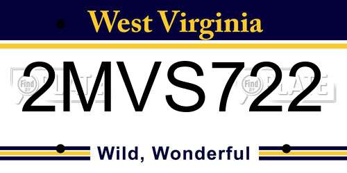 2MVS722 West Virginia License Plate