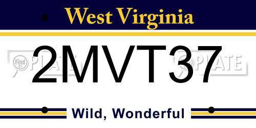 2MVT37 West Virginia License Plate