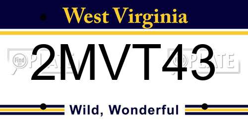 2MVT43 West Virginia License Plate