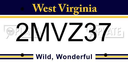 2MVZ37 West Virginia License Plate