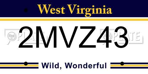 2MVZ43 West Virginia License Plate