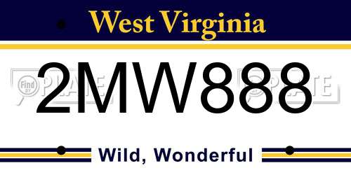 2MW888 West Virginia License Plate