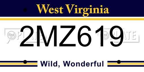 2MZ619 West Virginia License Plate