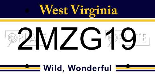 2MZG19 West Virginia License Plate