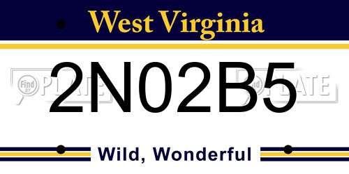2N02B5 West Virginia License Plate