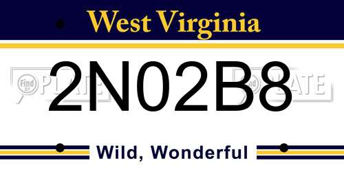 2N02B8 West Virginia License Plate