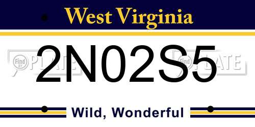 2N02S5 West Virginia License Plate