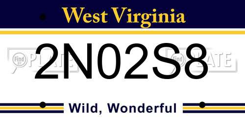 2N02S8 West Virginia License Plate
