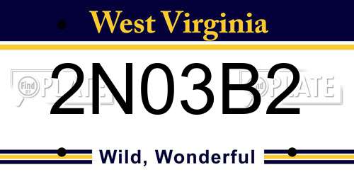 2N03B2 West Virginia License Plate